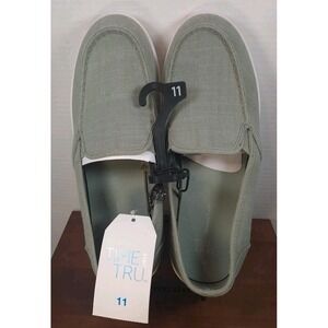 Time and Tru Surf Moc Boat Slip On Shoes Men Size 11 Gray Canvas Memory Foam